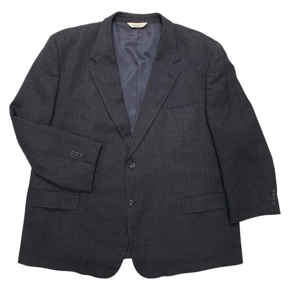 Pronto Uomo Tweed Lambswool Blazer Sport‎ Coat Suit Jacket Dark Blue Mens 52R